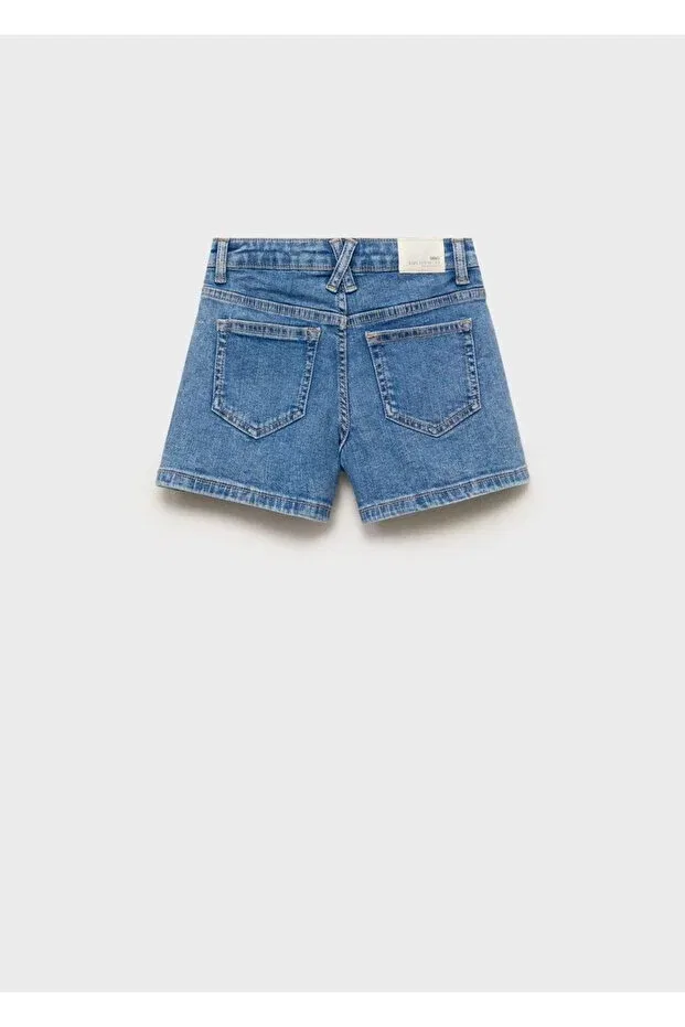 Детские шорты для девочек джинсовые прямого кроя Mango Kids, Dull Blue — фото 4