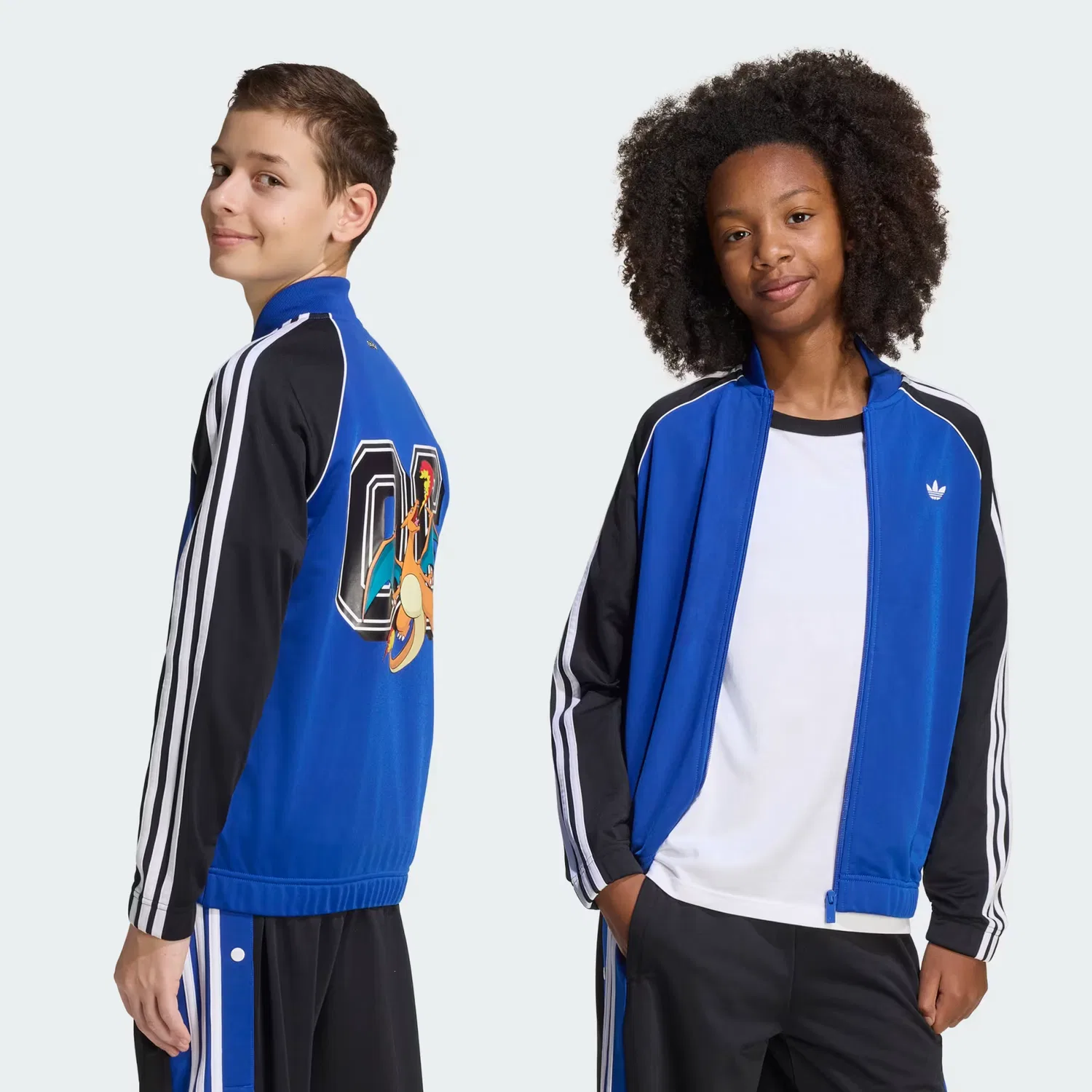 Детская олимпийка свободного кроя Pokémon SST Adidas Originals, ярко-синий/черный — фото 2