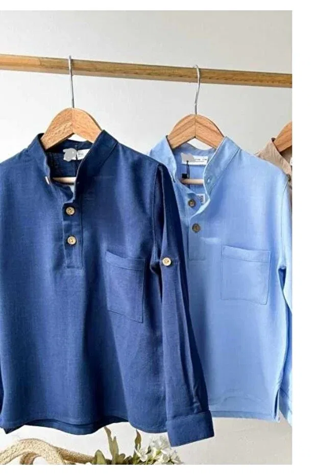 Детская рубашка для мальчиков льняная Bloom Kids Store, Blue
