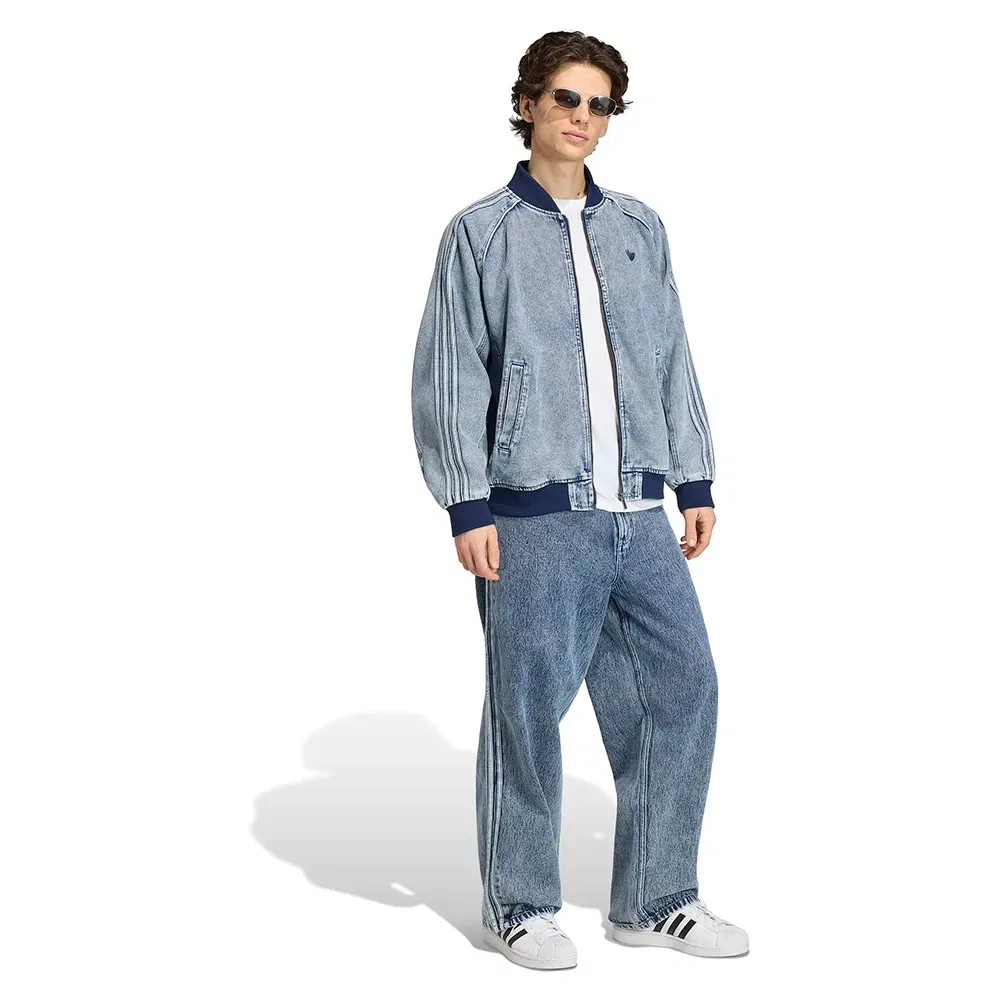 Мужская джинсовая куртка-трак с принтом Adidas Originals, Blue — фото 4