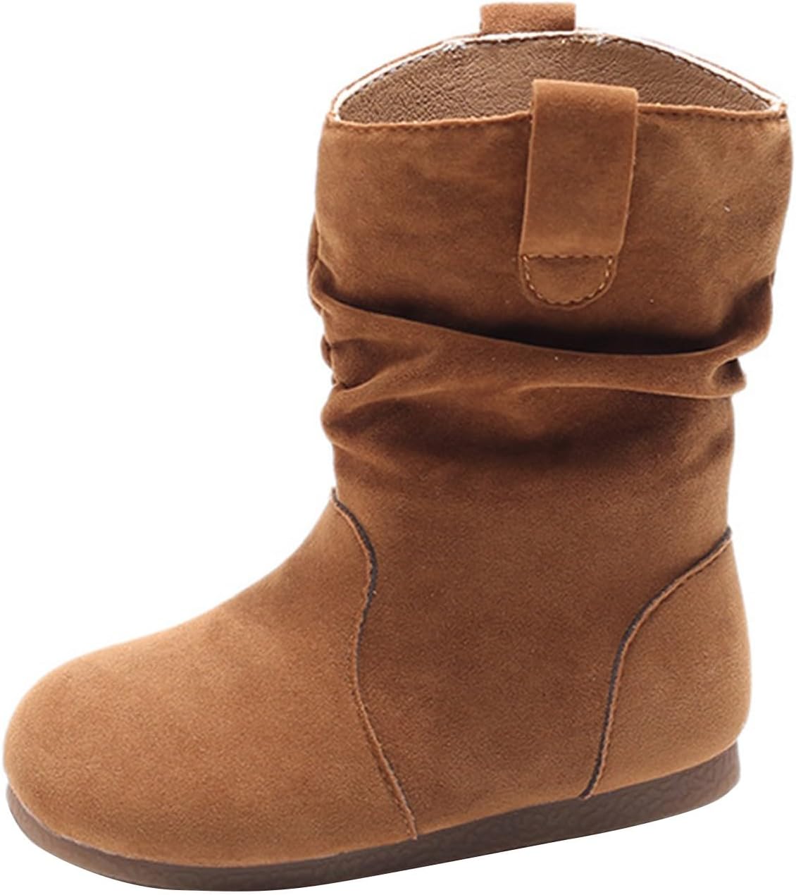 

Осенне-зимние ботинки до щиколотки для девочек, из искусственной замши, на плоской подошве, средней высоты, для детей, для активного отдыха на улице, с круглым носком, высокие ботиночки на подъем Generic, Brown