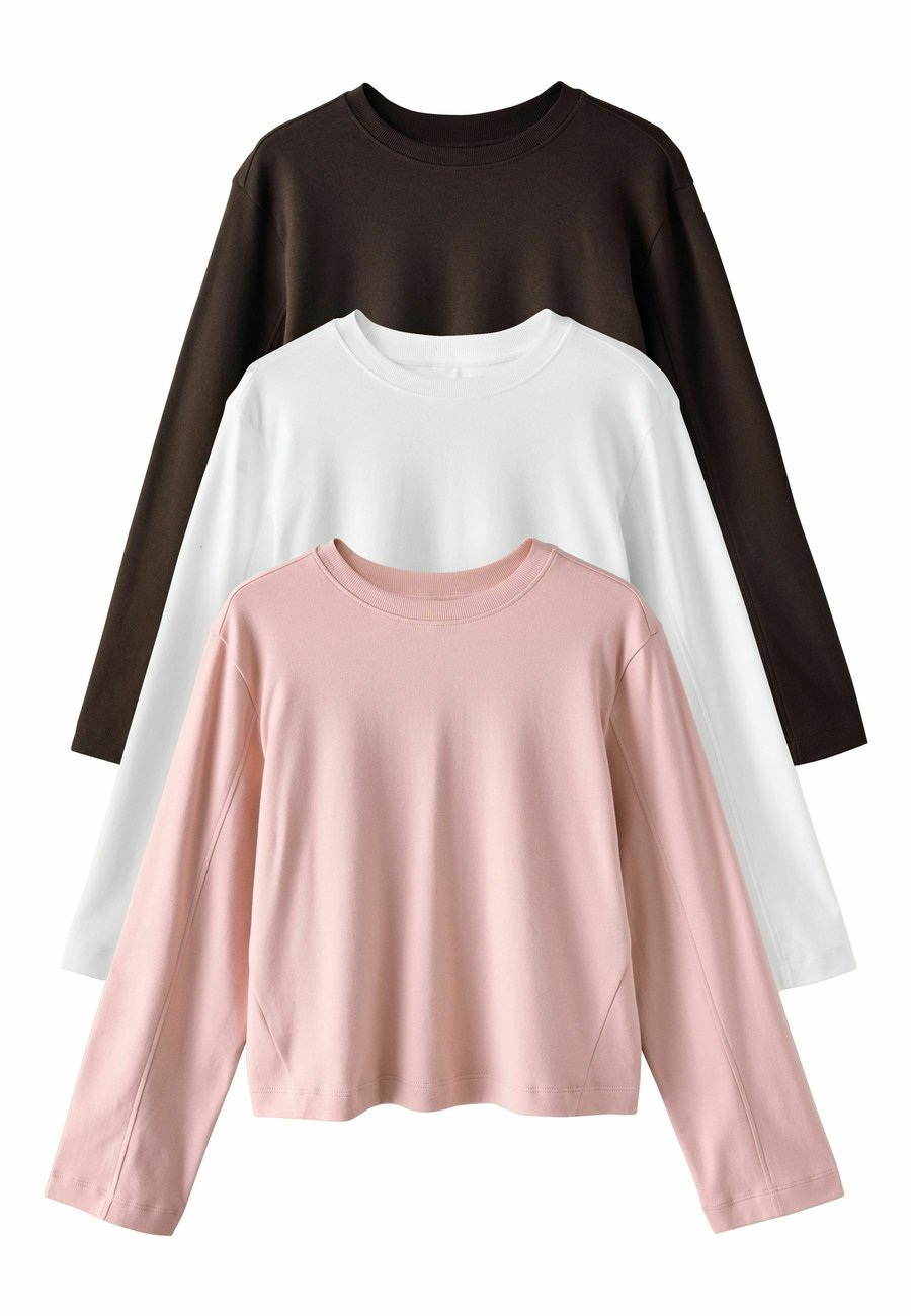 

Топ Next REGULAR FIT LONG SLEEVE CREW NECK 3 PACK ., Pink Cream Brown/White