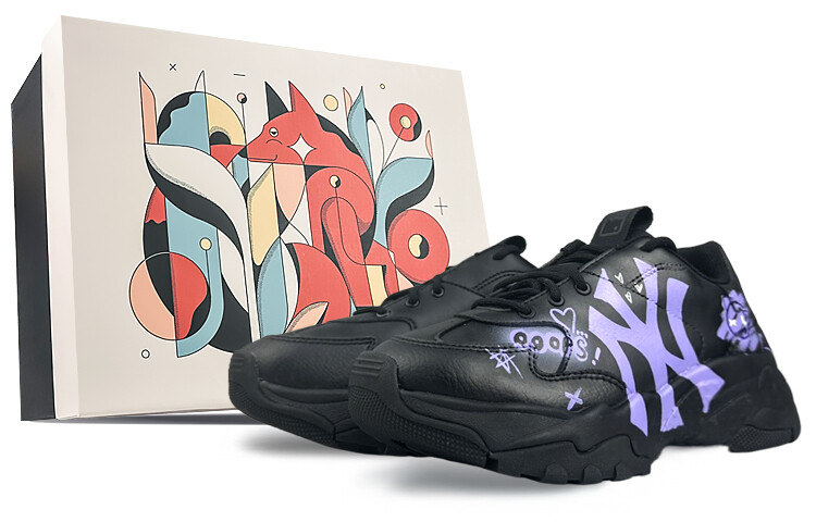 Кроссовки MLB Chunky Sneakers Unisex Low-top Purple, черный