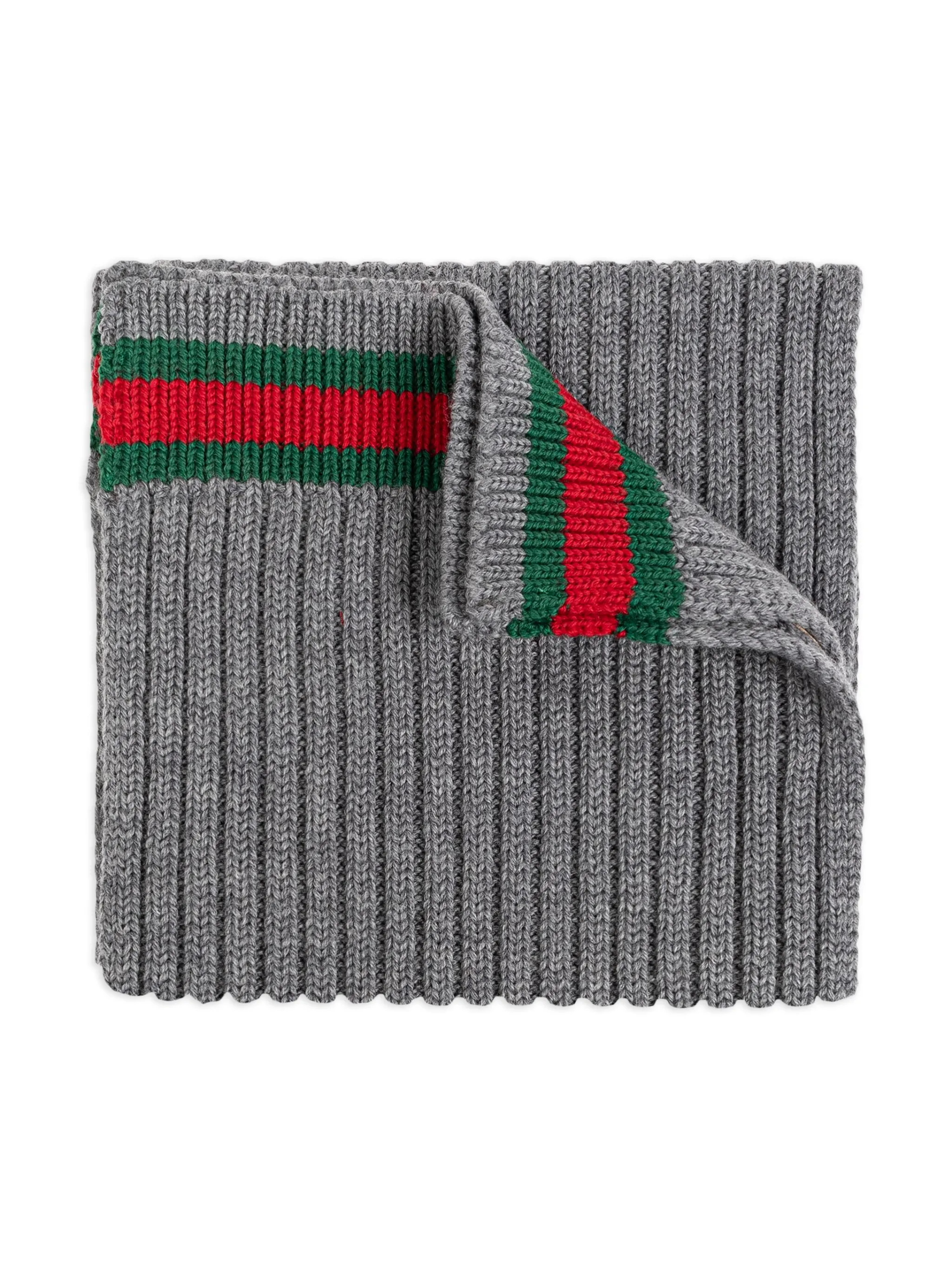 

Шерстяной шарф с отделкой Web Gucci Kids, серый