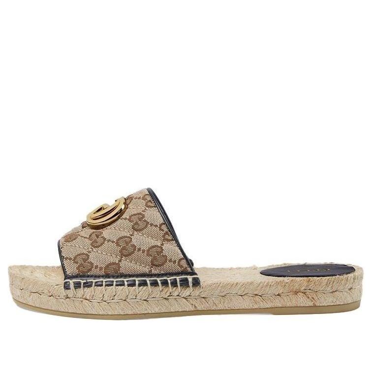 Сандалии (WMNS) Gucci GG matelass canvas espadrille sandal 'Brown', желто-коричневый