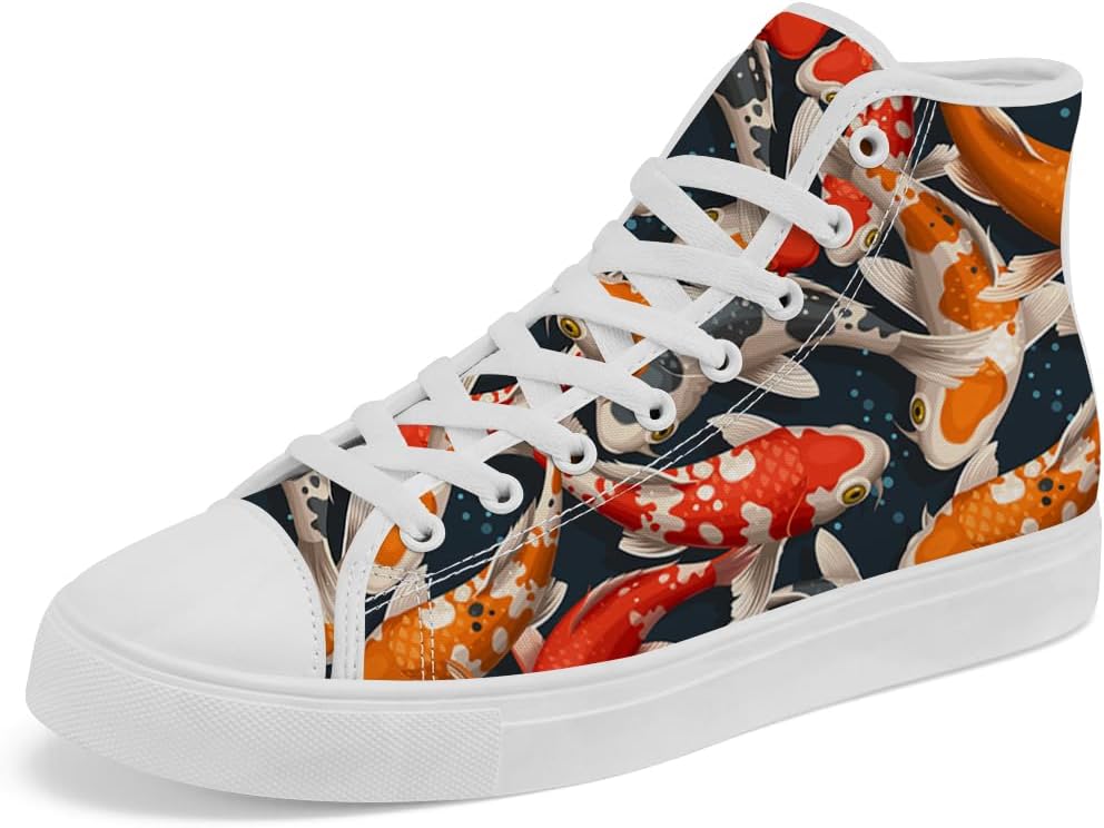 

Кеды Chebing Carp высокие на шнуровке с рисунком рыбы, повседневные кроссовки для женщин и мужчин, красный