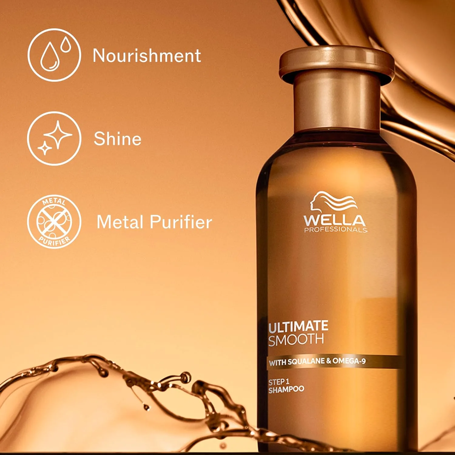 Набор Wella Professionals ULTIMATE SMOOTH: шампунь и кондиционер | Средство для ухода за сухими и вьющимися волосами со скваланом и омега-9 | Различные размеры 447 мл (1 шт.) — фото 2