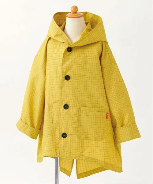 Детский дождевик 392 plus m Kids Coat в клетку с капюшоном жёлтый
