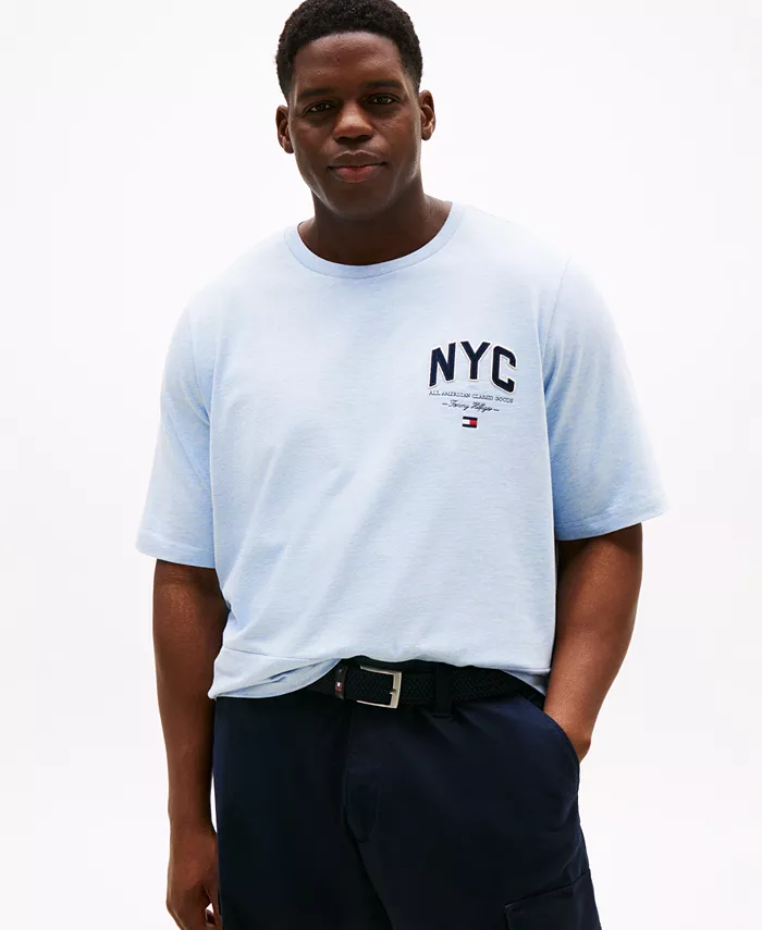 

Мужская футболка с коротким рукавом и круглым вырезом Big & Tall NYC Script Logo Tommy Hilfiger, синий