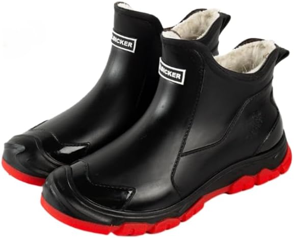 

Мужские водонепроницаемые сапоги Hhhchpm до щиколотки, Садовая обувь с противоскользящей подошвой, идеально подходит для кухни, сада и дождливых/влажных дней на улице, красный