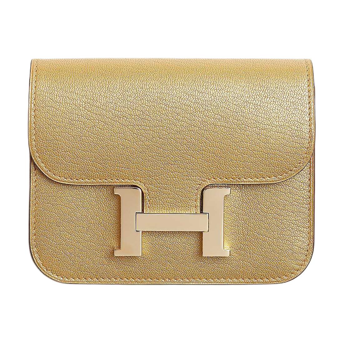 

HERMES Кошелёк из козьей кожи с золотым тиснением