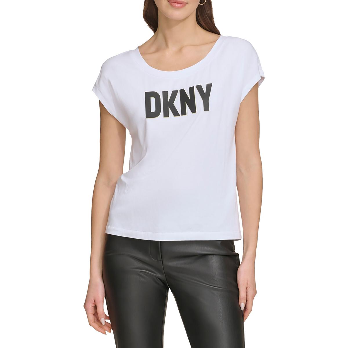 

Женский хлопковый пуловер с логотипом DKNY, белый