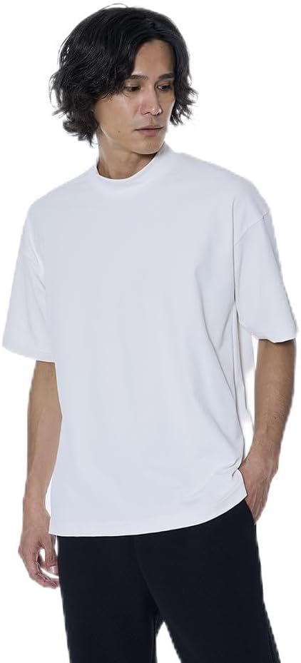 

Футболка MIZUNO с коротким рукавом и высоким воротником, предотвращающая появление пятен от пота, непрозрачная, теплозащитная, модель B2MAB136, мужская, белый