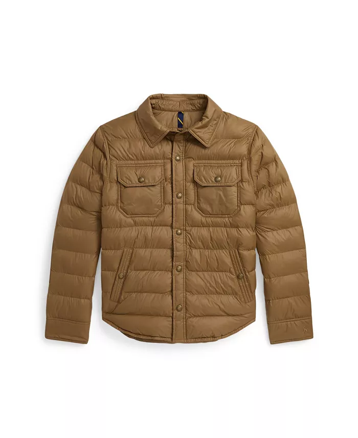 

Стеганая куртка-рубашка для больших мальчиков Polo Ralph Lauren, коричневый