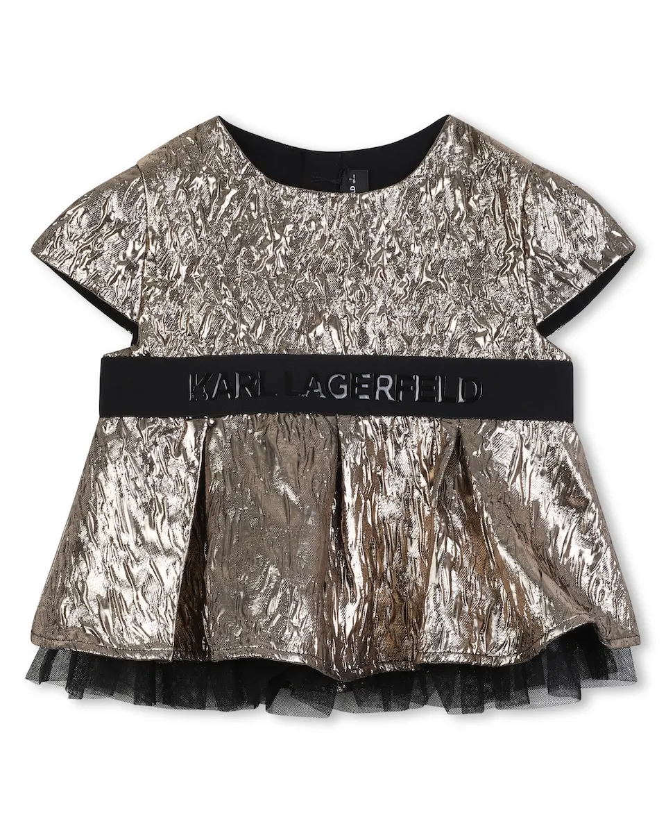 

Детская блузка золотого цвета с коротким рукавом Karl Lagerfeld Kids