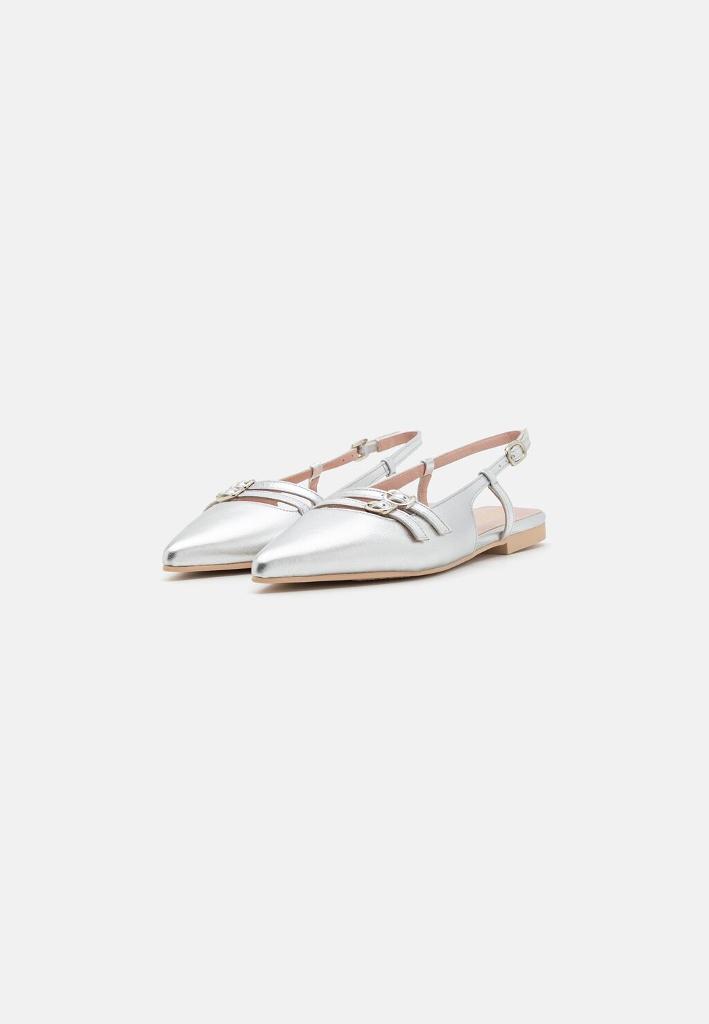 

Балетки с ремешками на каблуке Yvette Pretty Ballerinas, серебристый металлик