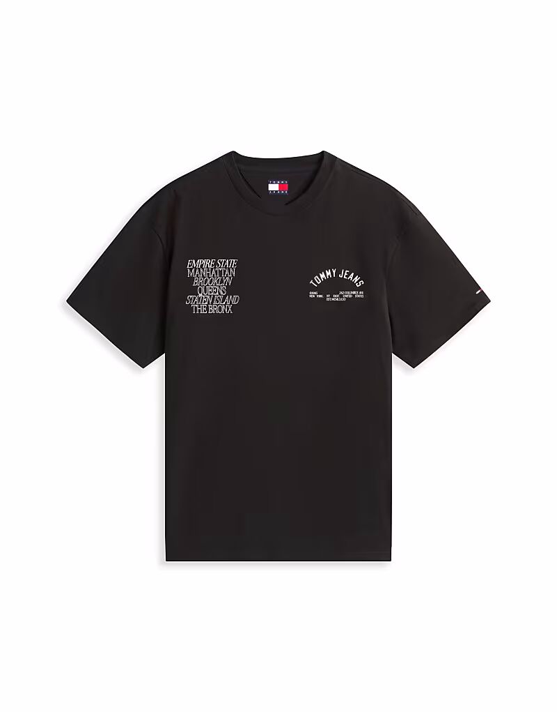 

Футболка Tommy Jeans Boroughs с принтом на спине, черная