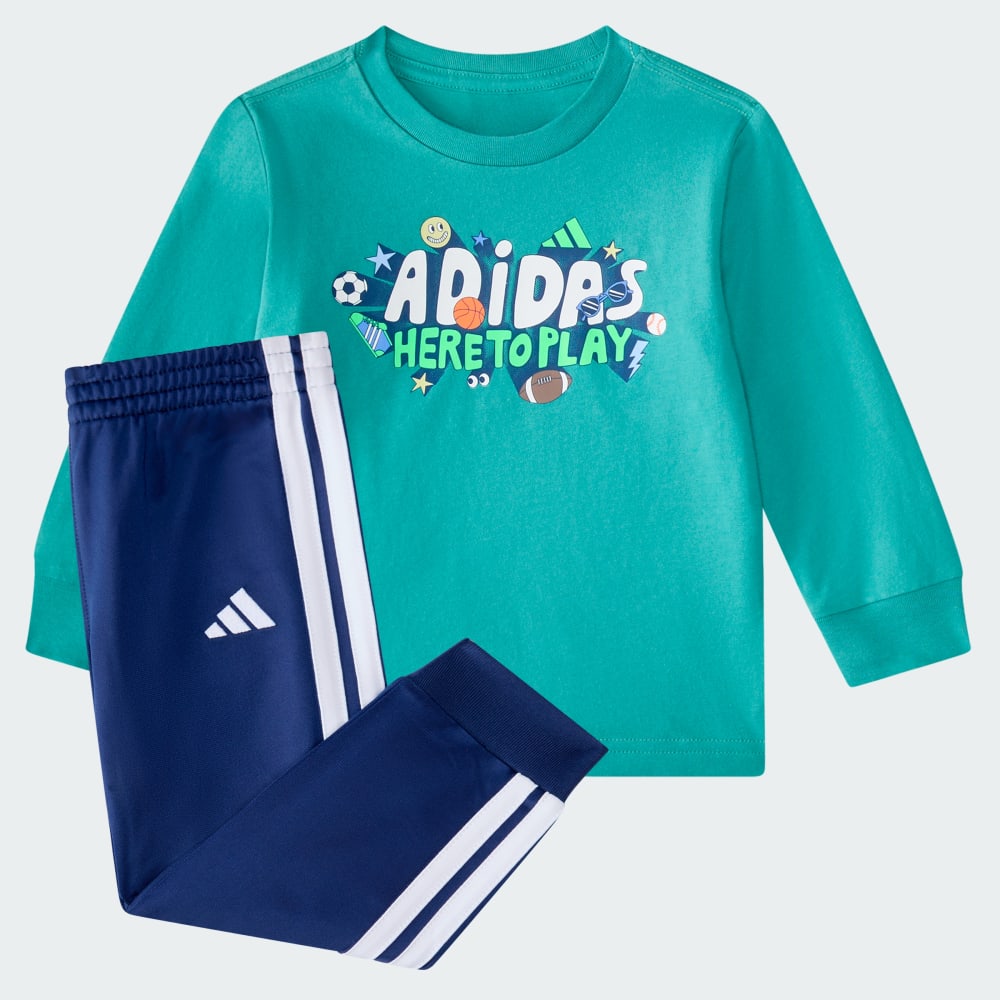 

Спортивный костюм Adidas 2-Piece Long Sleeve Graphic Cotton Tee & Jogger Set, цвет Teal Dust