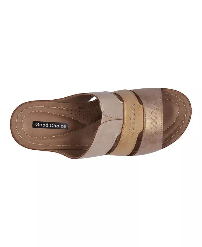 Женские босоножки на танкетке Delores с тройными ремешками GC Shoes, мультиколор — фото 4