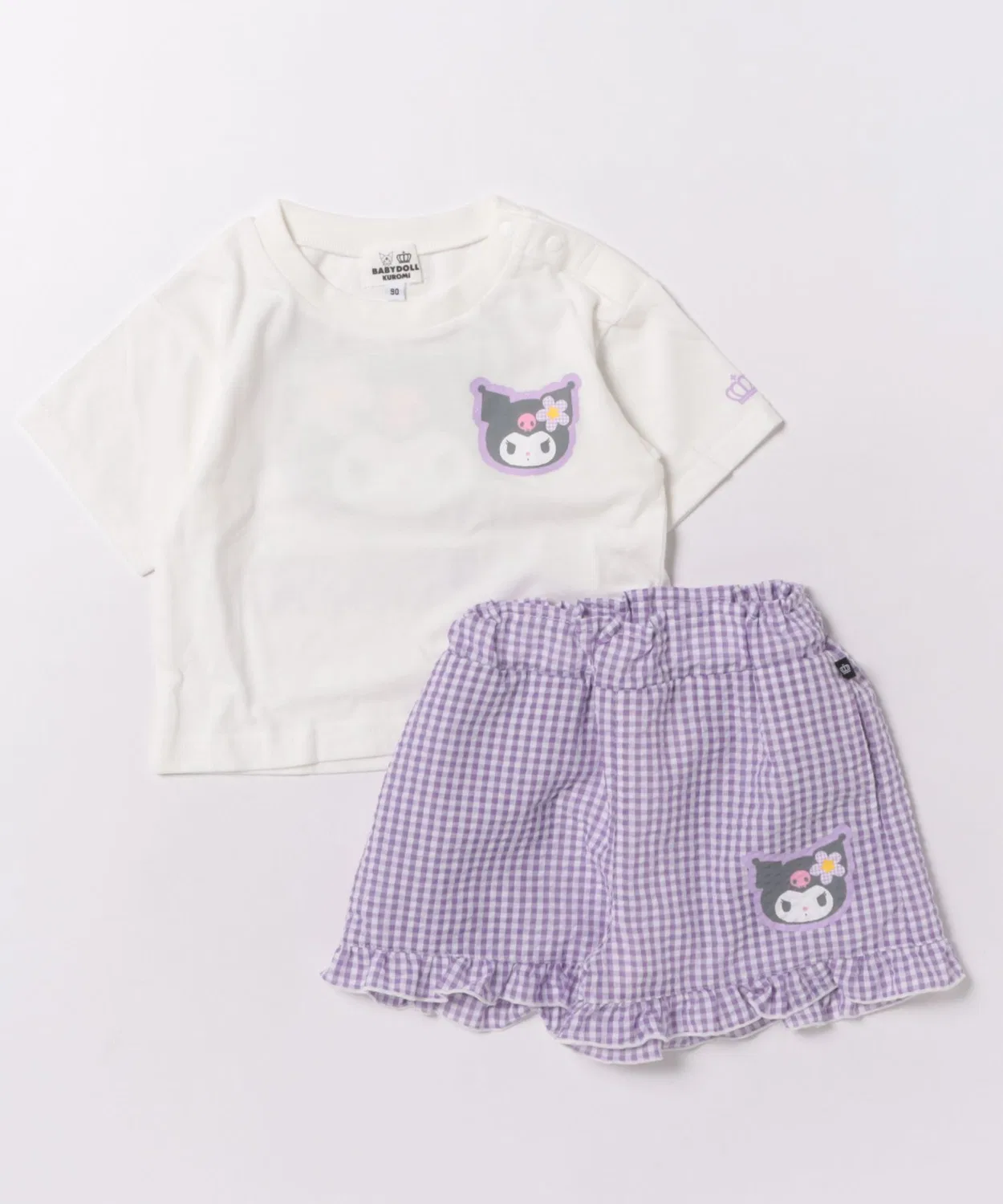 Детский костюм Sanrio в клетку гингам, топ и шорты, фиолетовый