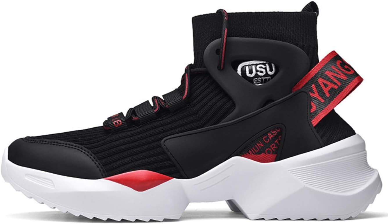 

Мужские удобные легкие повседневные спортивные кроссовки без шнурков, для ходьбы, высокие, дышащие вязаные кроссовки Lexamen, черный