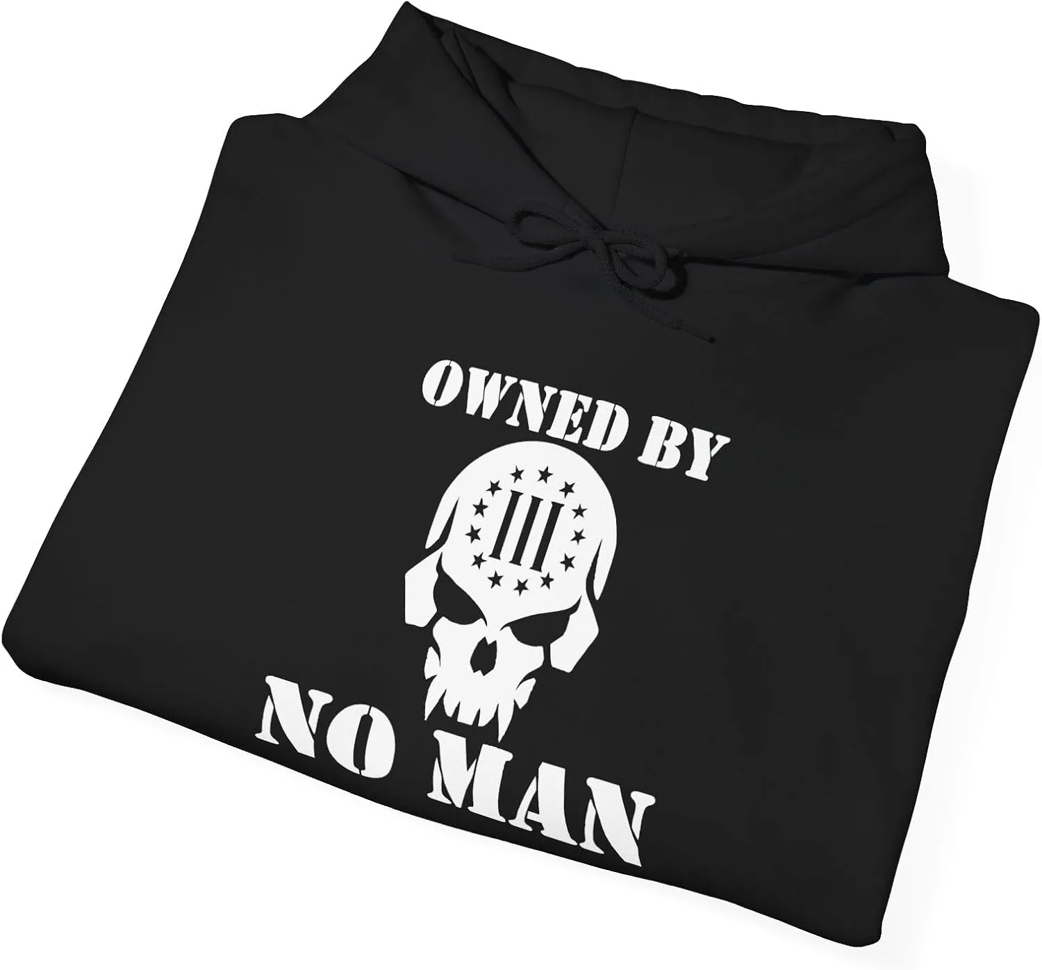 Худи унисекс из плотной смесовой ткани с надписью «Owned By No Man Skull Independence Military Hoodie Heavy Blend Hooded Thickshirt» GENERIC, черный — фото 4