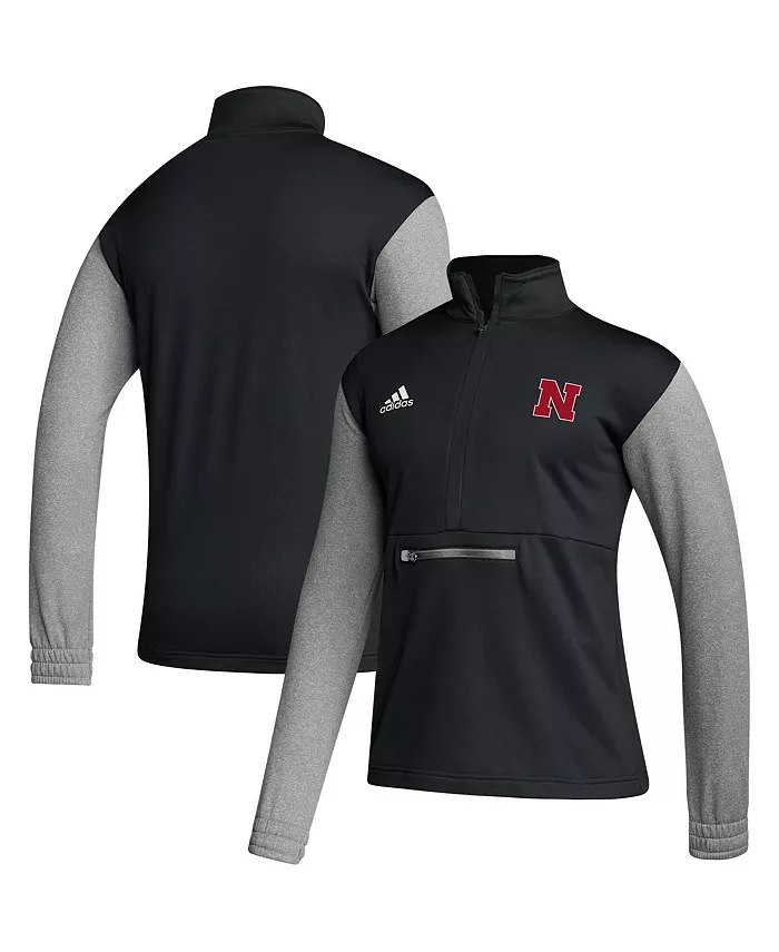 Мужская черная толстовка Nebraska Huskers Sideline AEROREADY с молнией до середины adidas — фото 2