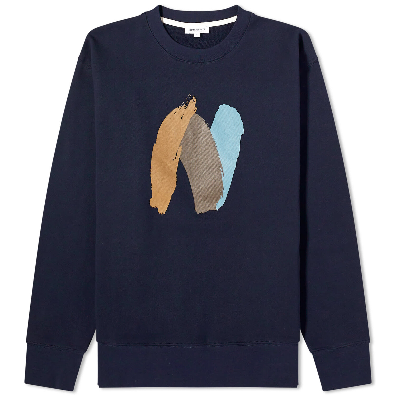 

Толстовка Norse Projects Arne Relaxed Paint N Logo Crew, темно-синий