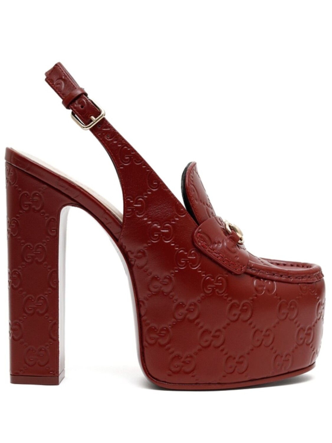 

Туфли Horsebit 145 мм на платформе Gucci, красный