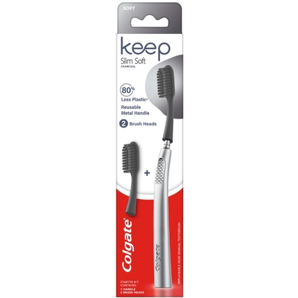 

Зубная щетка Keep Slimsoft Charcoal Starter с 2 насадками Colgate