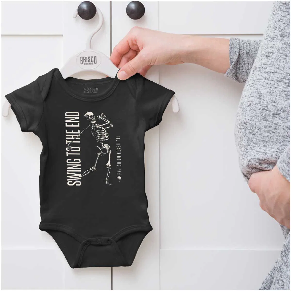Детское боди-комбинезон с принтом Swing to the End Skeleton Golf Brisco Brands, Black — фото 4