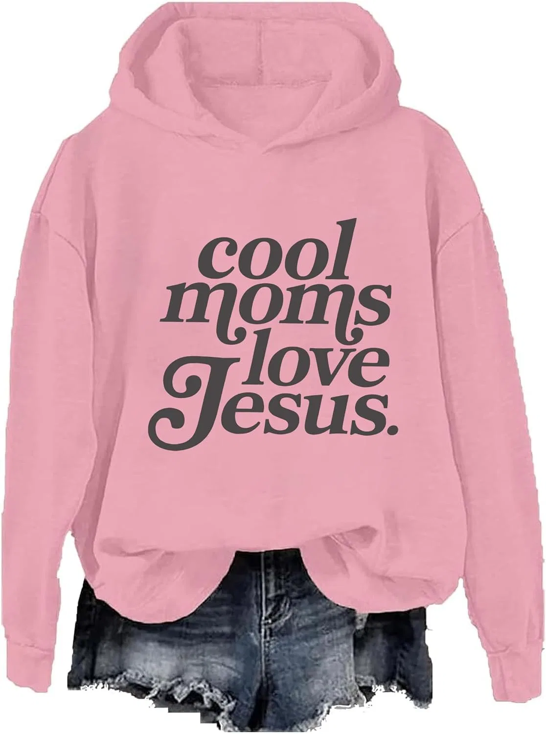 Женский свитшот с принтом Cool Moms Love Jesus, хлопковый, розовый