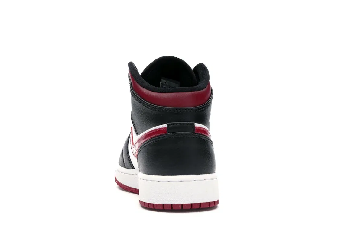 Детский кед Air Jordan 1 Mid Bred Toe Jordan, Black/Noble Red-White — фото 4
