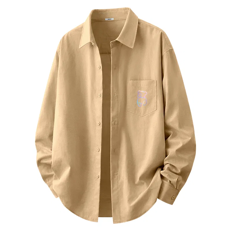 Детская рубашка с лацканом MINISO, Khaki (B Dazzling Color Bear Chest Logo)