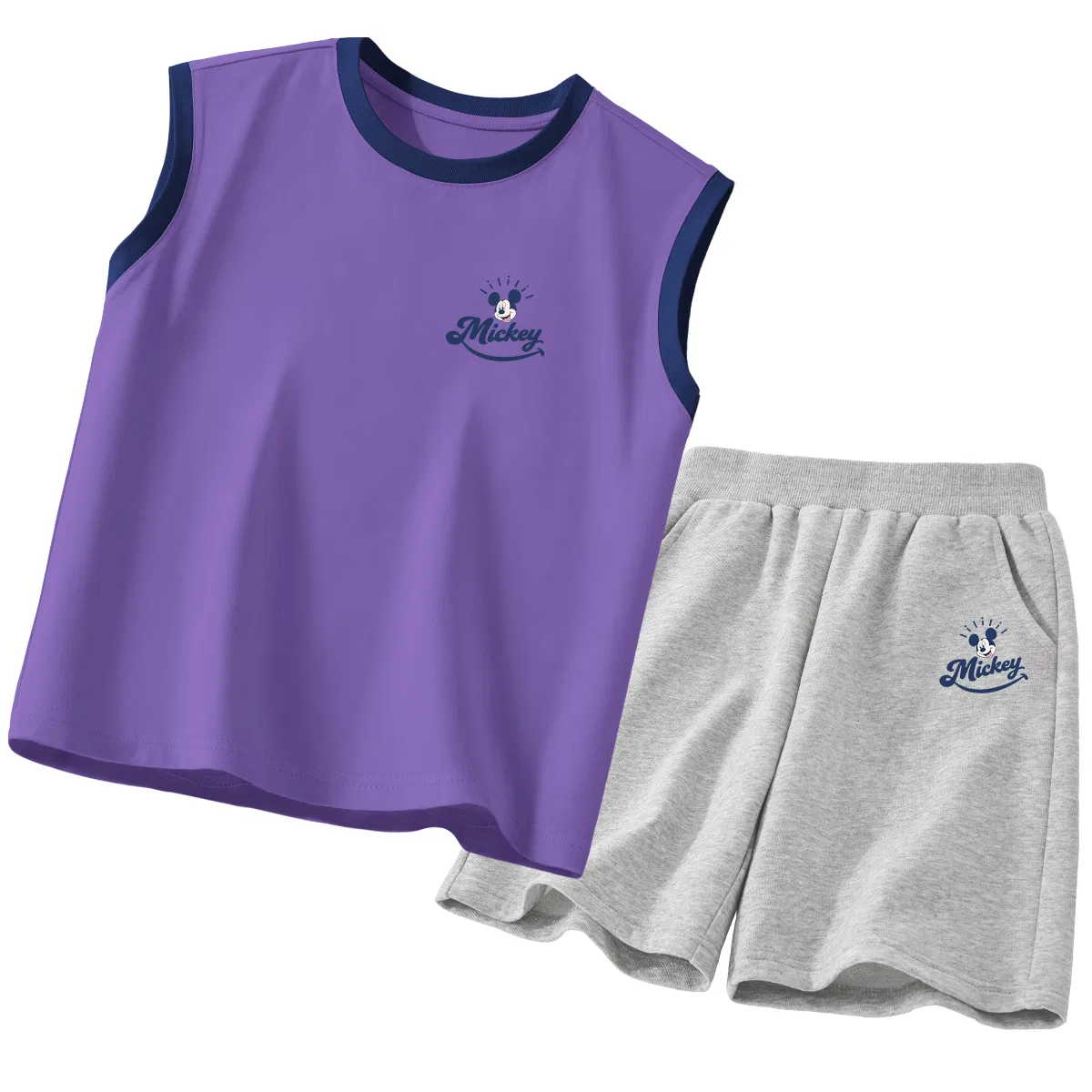 Детский спортивный костюм с круглым вырезом, тянущаяся ткань, Disney, Blue Purple+Gray
