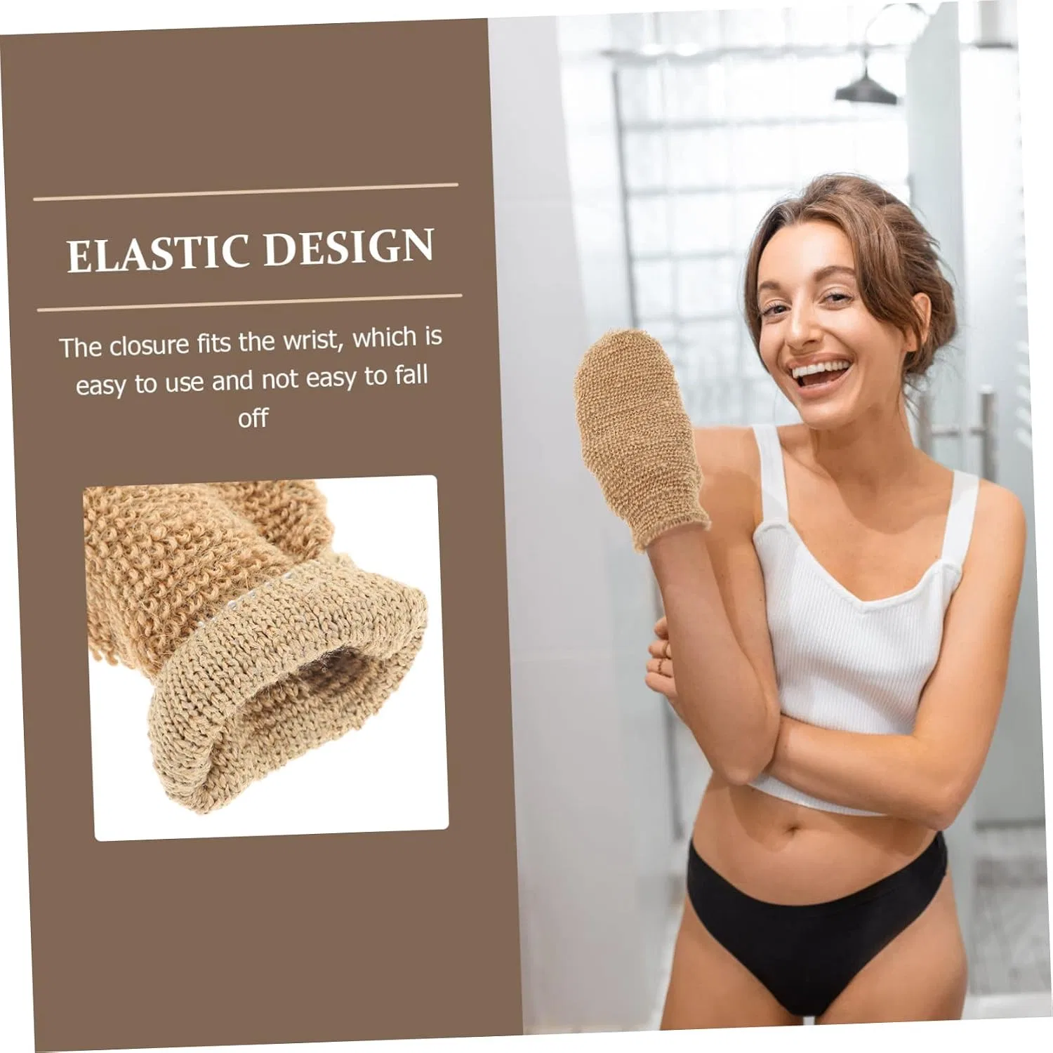 Перчатки для пилинга тела Jute, 2 шт, светло-коричневый Lolippyy — фото 4