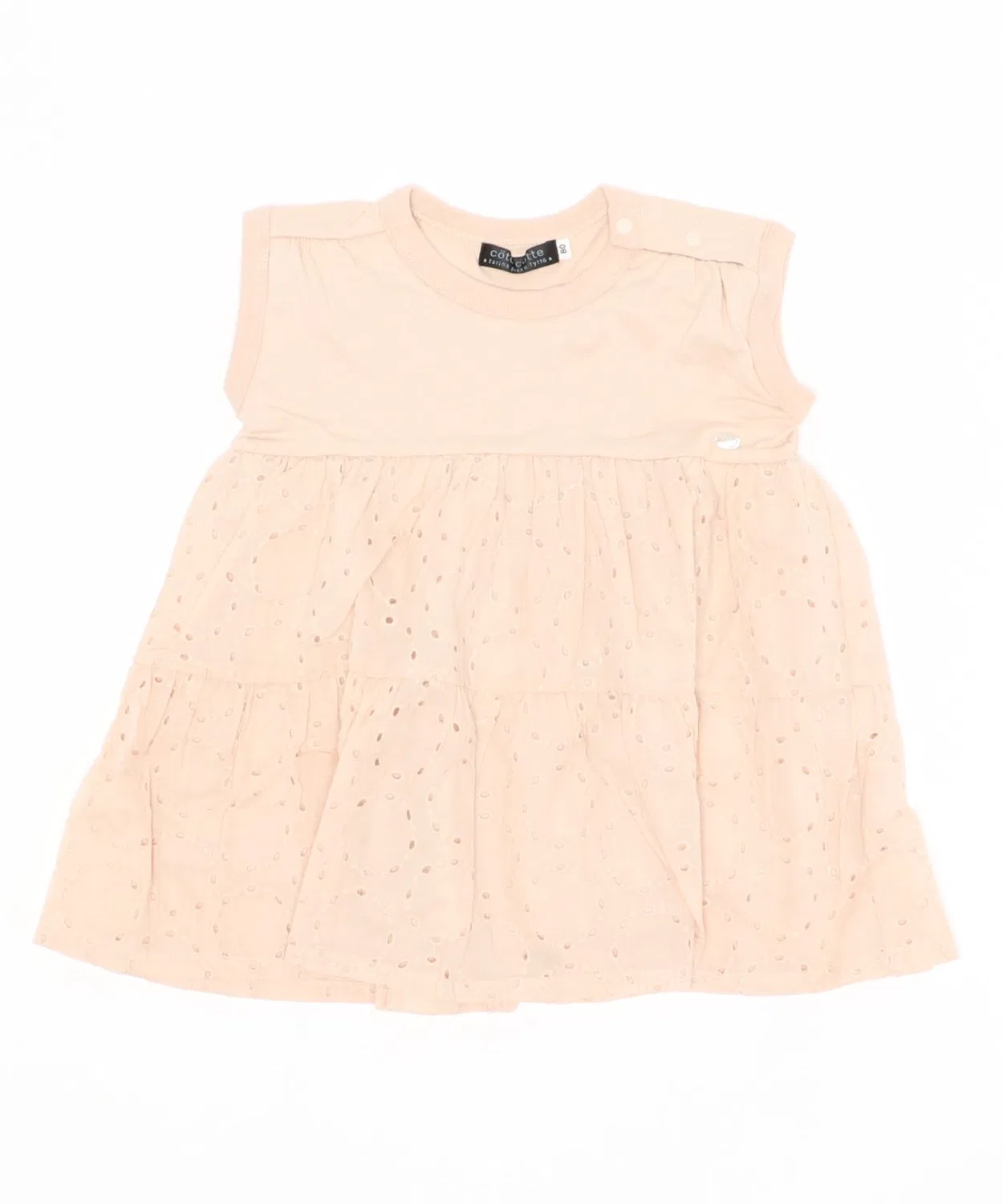 Детское платье-трапеция с кружевом и оборками, модель Lace Tiered, coto cotte, White