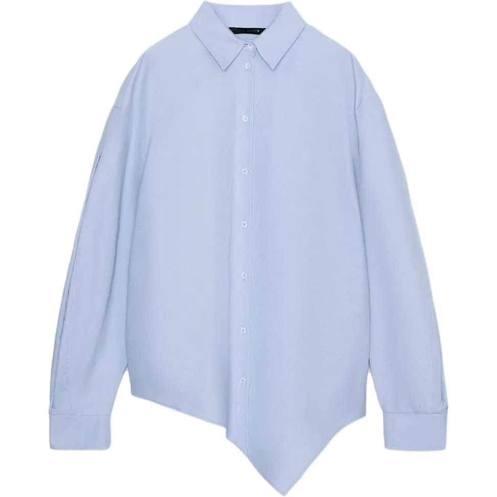 Женская рубашка с отложным воротником Blue ZARA, Blue
