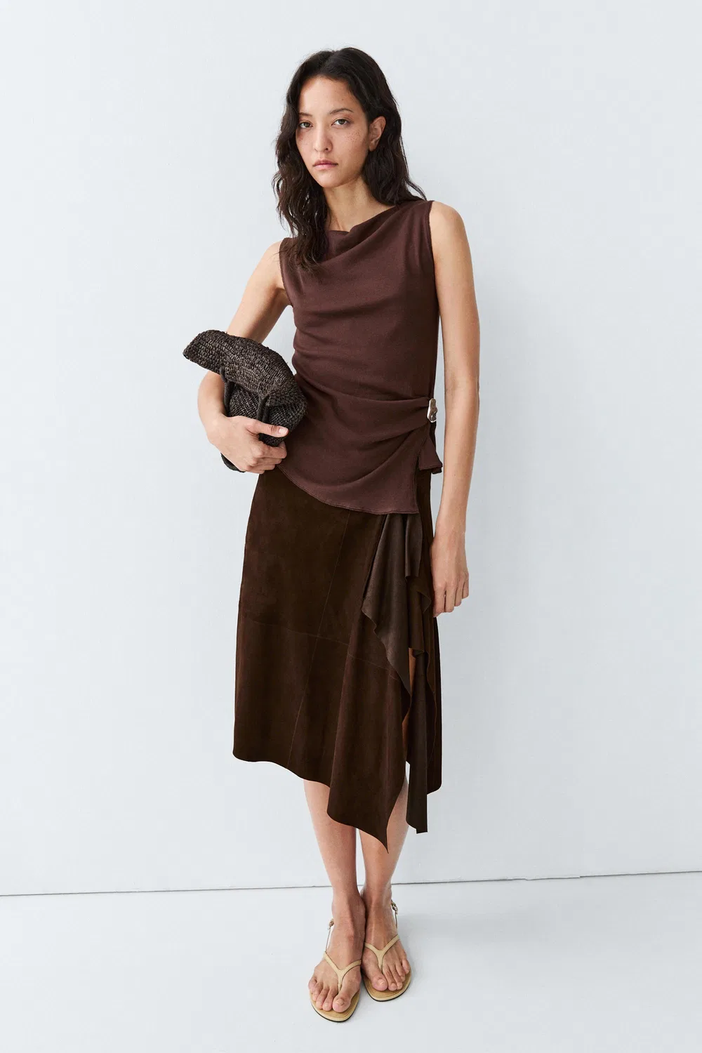 Топ трикотажный Massimo Dutti, базовый свитер, баклажановый — фото 4