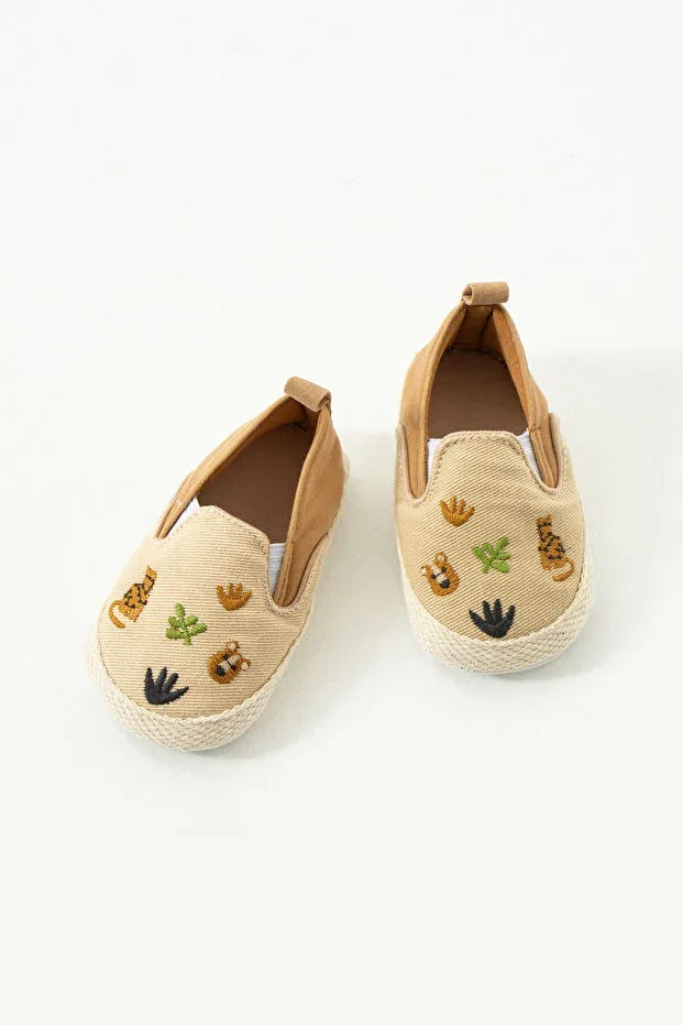 Детские ботиночки для мальчиков с вышивкой Elastic baby boy booties Yummy Kids, Brown — фото 2