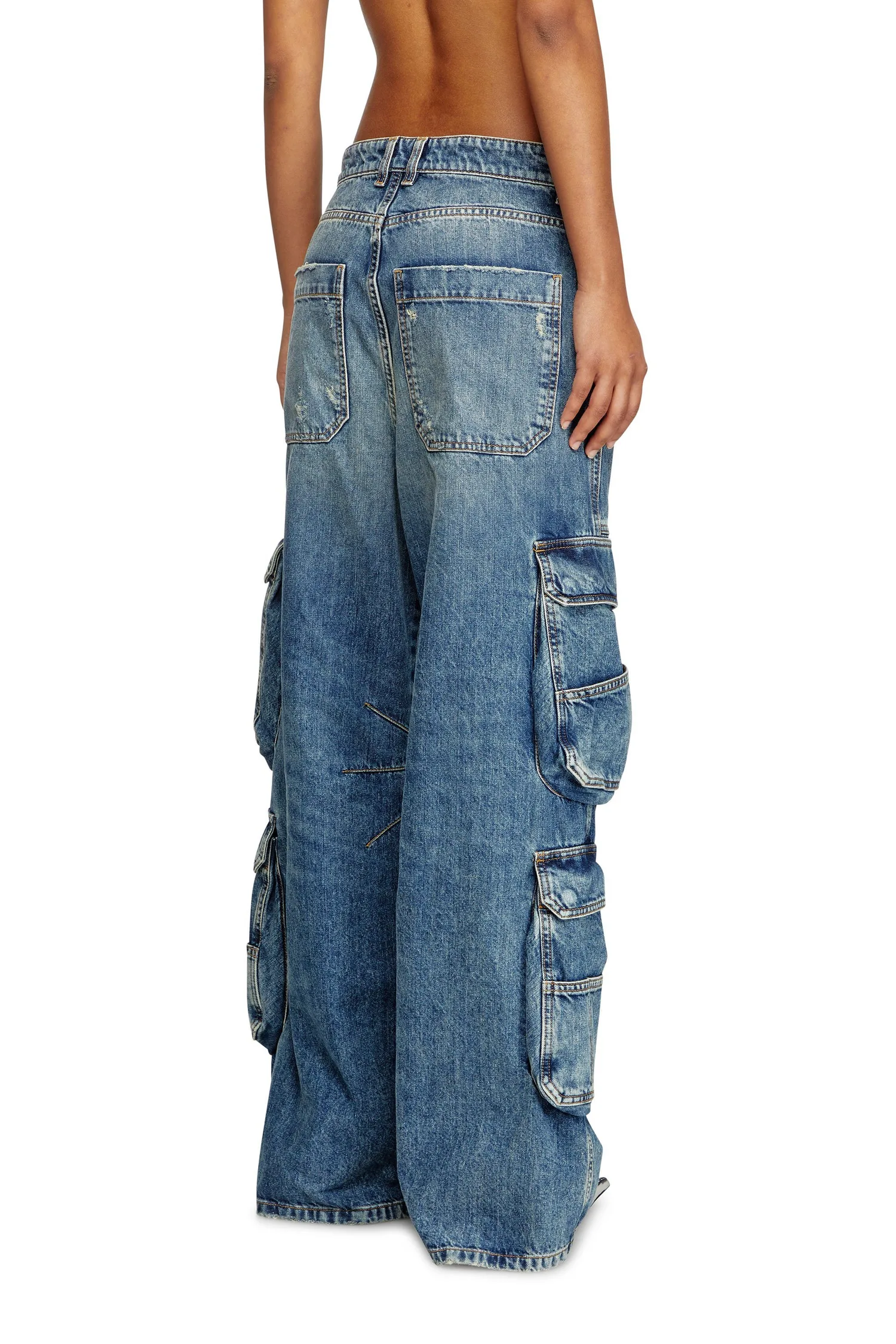 Женские джинсовые брюки-карго, свободного кроя. Diesel, Indigo Blue — фото 4