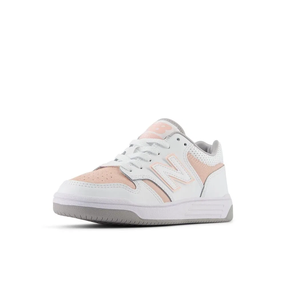 Детские кроссовки для мальчиков с шнуровкой 480 V1 Lace-up New Balance, White Pink Haze