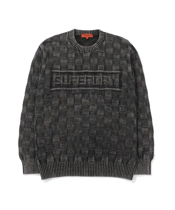 Свитер с шахматным логотипом, Superdry, черный