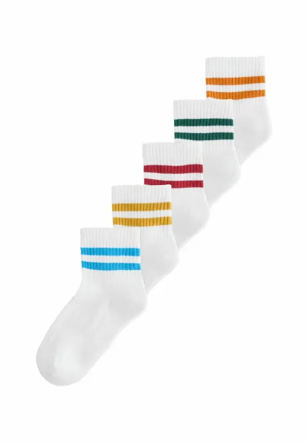 Носки из риба, 5 пар, Cropped ankle cushioned footbed 5 pack, Next, White Multi, белый/мультиколор