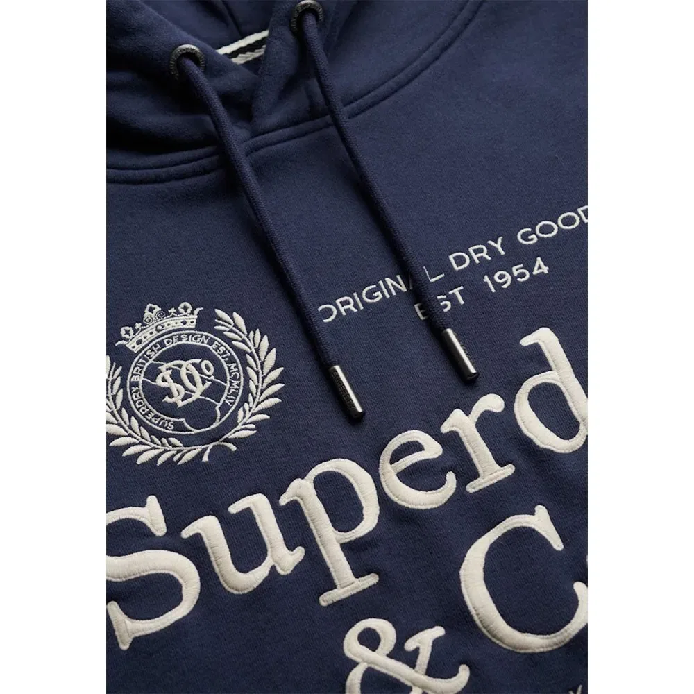 Худи Superdry Luxe Casual Embroidered Relaxed Fit, синий — фото 4
