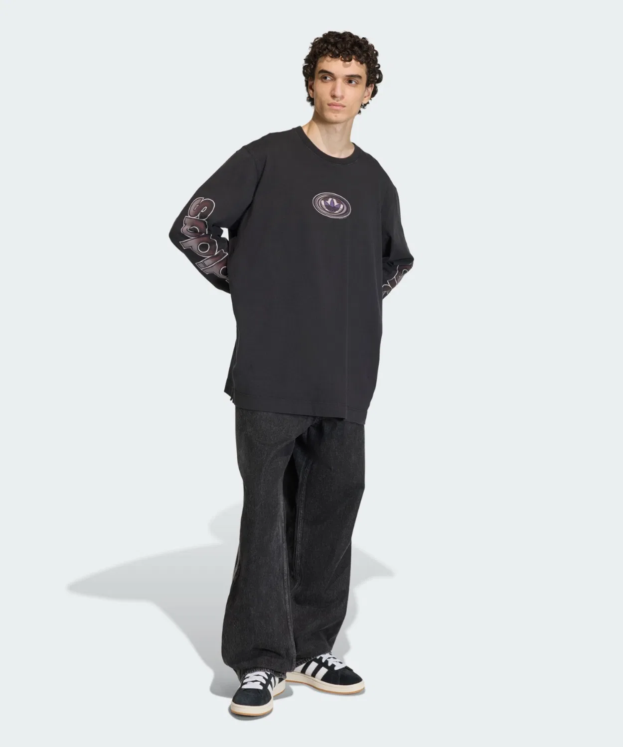 Adidas Originals 90s Альтернативный Спорт Архив Графика Лонгслив, Черный — фото 4