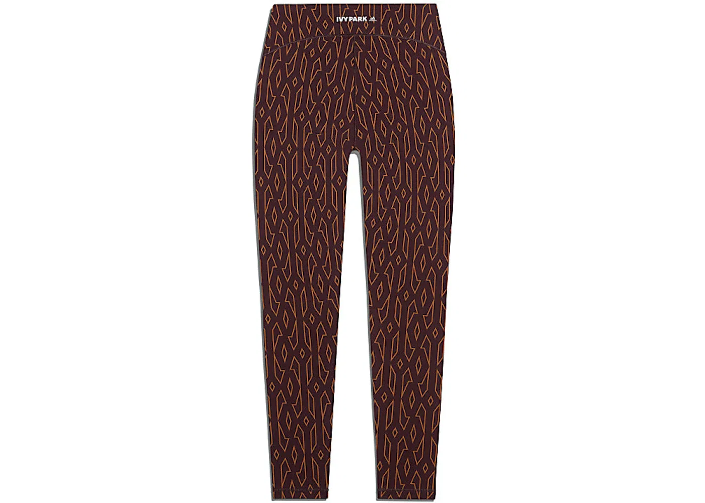 Женские леггинсы с панелью из шифона Adidas Ivy Park Monogram Sheer Panel Tights, Wild Brown Night Red — фото 2