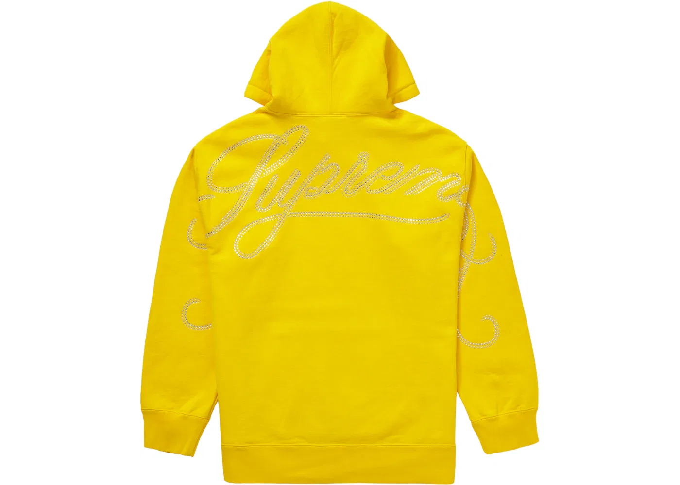 Мужской худи с принтом Supreme Rhinestone Script Sweatshirt, Yellow — фото 2