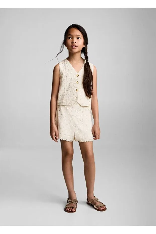 Детские шорты для девочек хлопковые Mango Kids, Light/Pastel Gray — фото 2