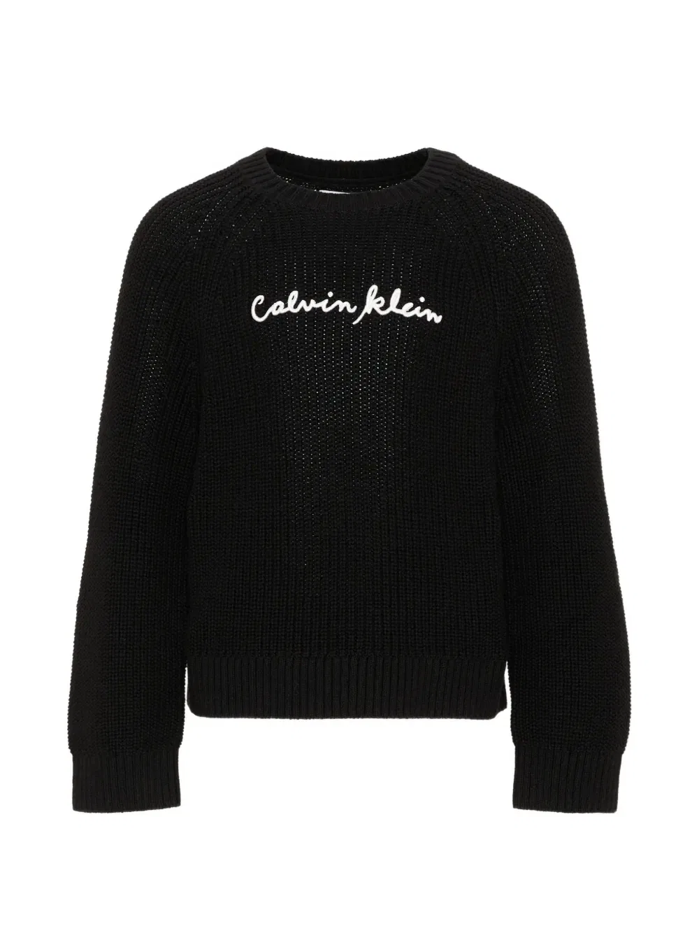 Свитер с вышивкой логотипа и вафельным узором Calvin Klein Kids, черный